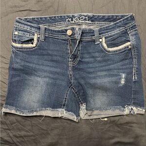 Rue21 Medium Blue Distressed Denim Cutoff Shorts